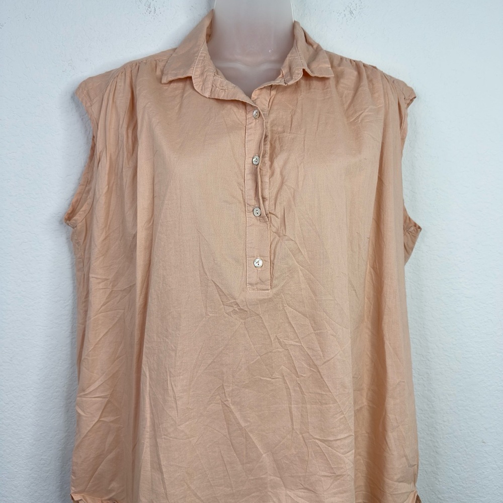 CALI by Cali Dreaming Shirt‎ Womens  L Peach Popover Minimalist Lagenlook Preppy View 3